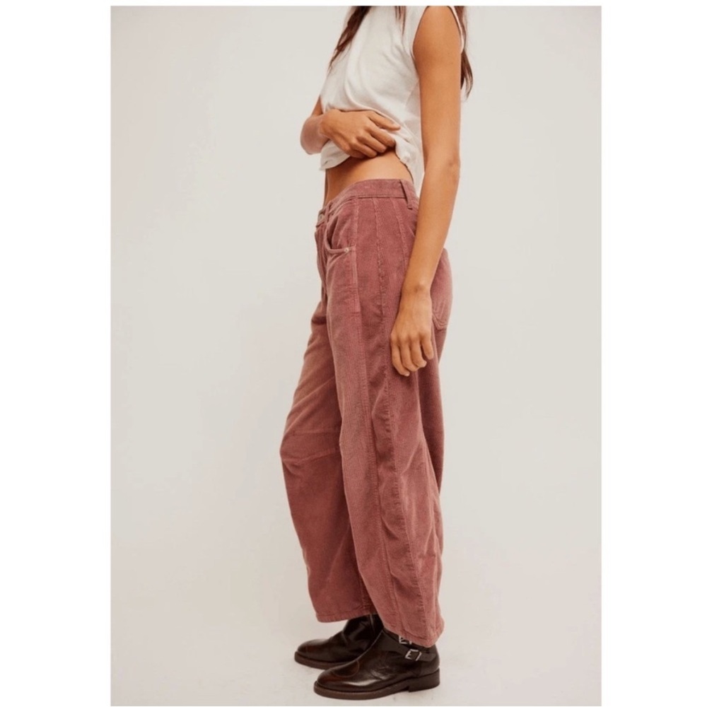 Free People We the Free Good Luck Mid Rise Barrel Pants Jeans Cord - Picture 2 of 3